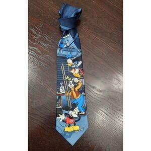 Mickey Unlimited Mens Neck Tie Blue Mickey‎ Mouse Goofy Donald Duck Mechanic